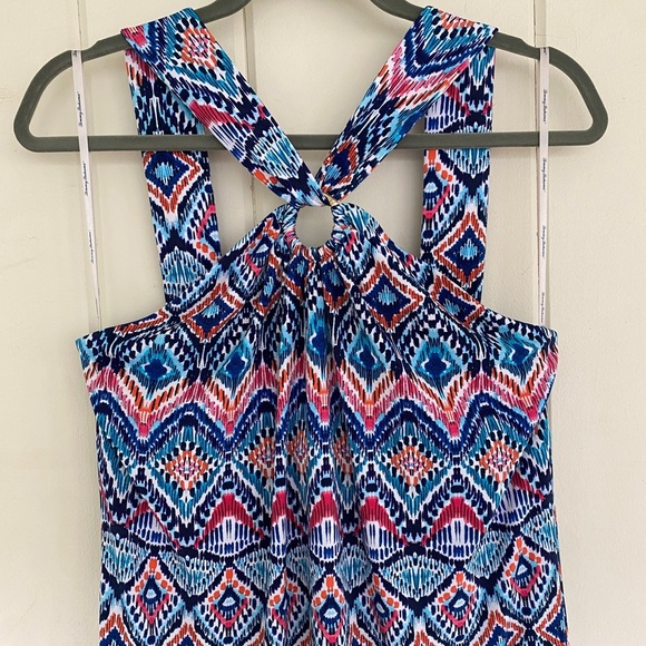 Tommy Bahama, Prima Peacock Halter Midi Dress, Amalfi Sea, Blue, Teal, Red Multi - Picture 5 of 11